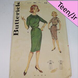 Butterick 9855 dress (3/4 length sleeve, raglan sleeve, cowl neck, slim skirt)